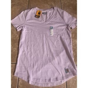 NWT Carhartt S V Neck Basic Cotton Tee Tshirt Blouse Light Purple